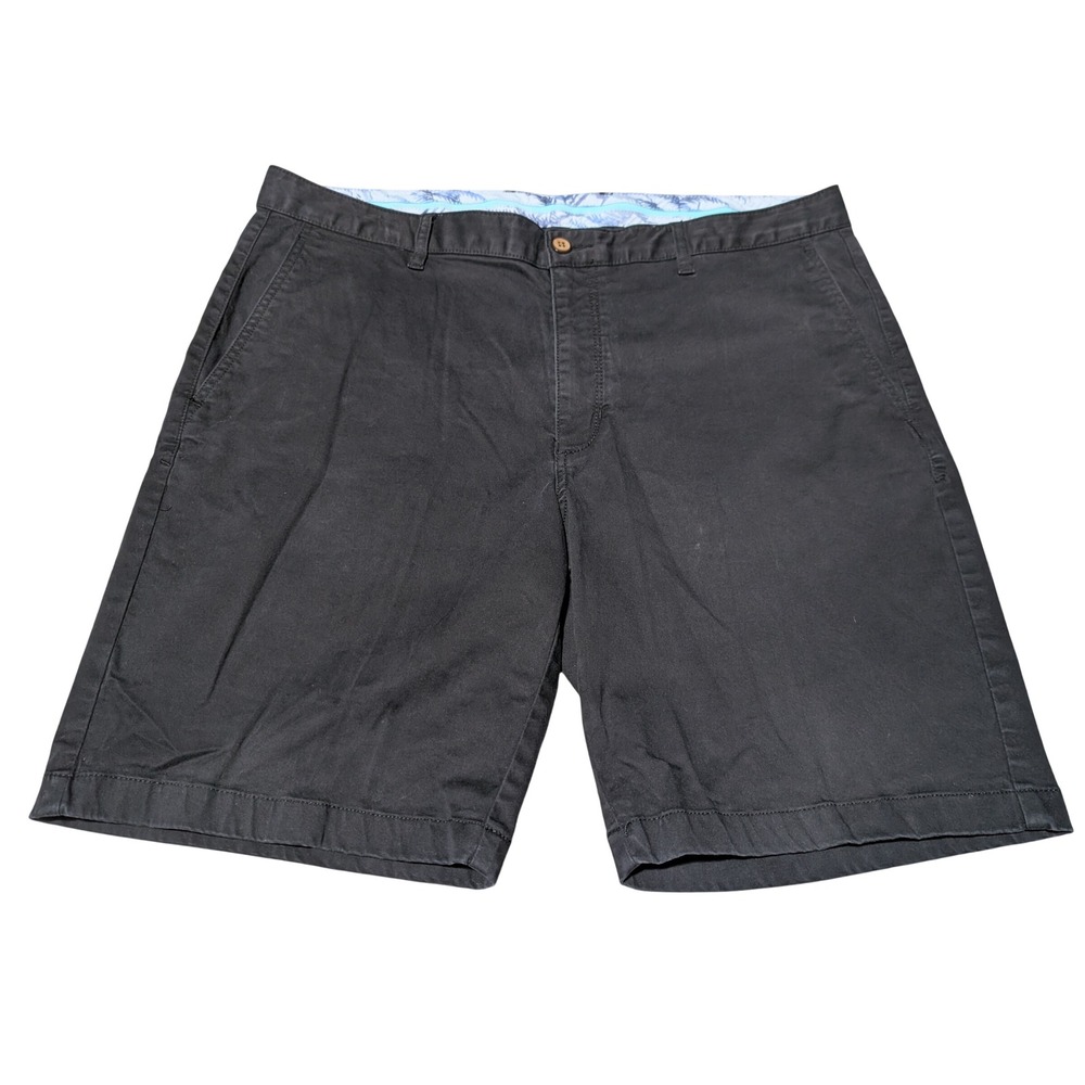 Tommy Bahama Shorts Mens 38 Black Boracay Chino Flat Front Cotton Casual Summer